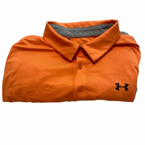 Under Armour Heat Gear Mens Activewear Polo Shirt Gray Colorblock Loose XL - Picture 3 of 6